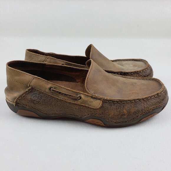 Ariat Gleeson 4LR Slip On Loafer Mens 11 D Brown Leather Moccasin Casual Shoe - Picture 2 of 13
